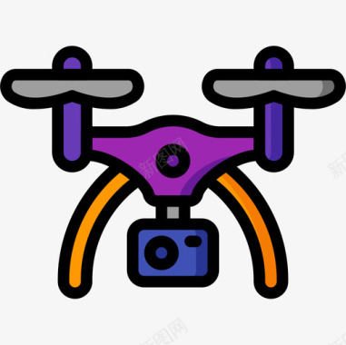 无人机无人机技术9线性颜色图标图标