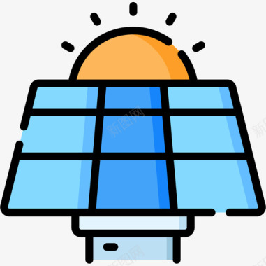 太阳能电池板智能家居52线性颜色图标图标