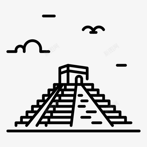 阴影古老地标图标svg_新图网 https://ixintu.com 古老 地标 墨西哥 金字塔 阴影