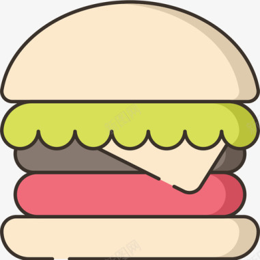 汉堡食品饮料6线性颜色图标图标