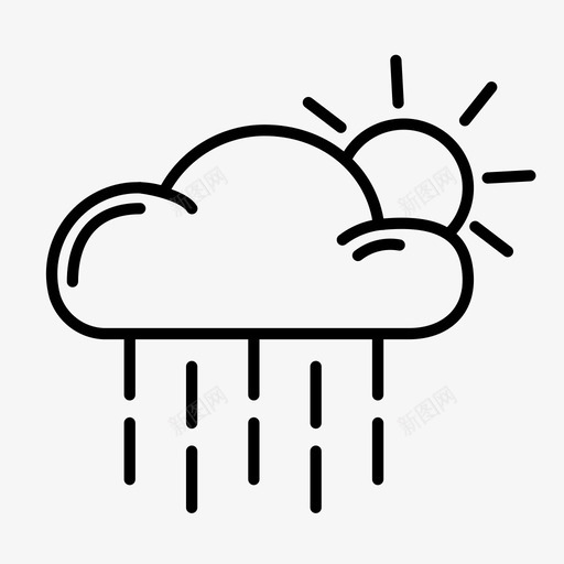云和雨预报太阳图标svg_新图网 https://ixintu.com 云和 天气 太阳 概要 预报