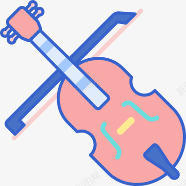大提琴音乐105线性颜色图标图标