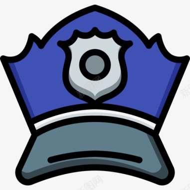 警察帽帽子5线颜色图标图标