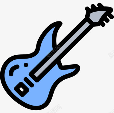 电吉他音乐89线性颜色图标图标