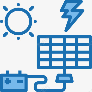 太阳能电池板智能家居34蓝色图标图标