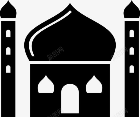 清真寺会众祈祷伊斯兰教图标图标