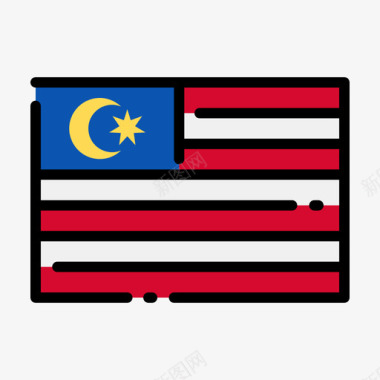 马来西亚国旗1线颜色图标图标