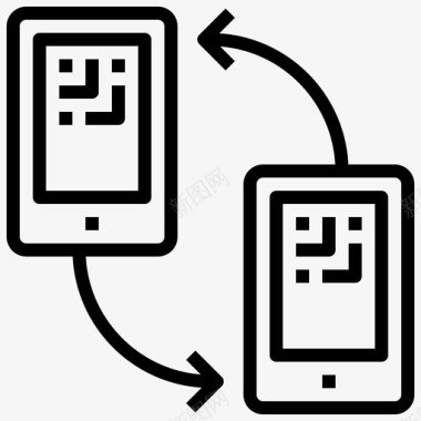 智能手机条形码和二维码3线性图标图标