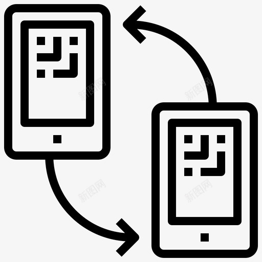 智能手机条形码和二维码3线性图标svg_新图网 https://ixintu.com 二维 手机 智能 条形码 线性