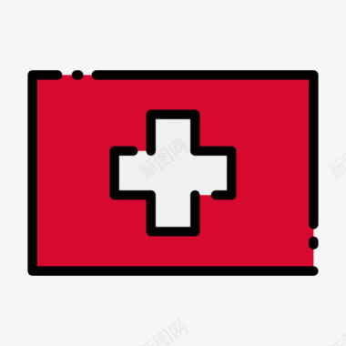 瑞士国旗1线颜色图标图标