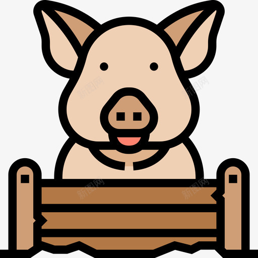 猪养殖46头线色图标svg_新图网 https://ixintu.com 46头 养殖 线色