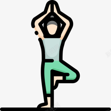 瑜伽瑜伽18线条色彩图标图标