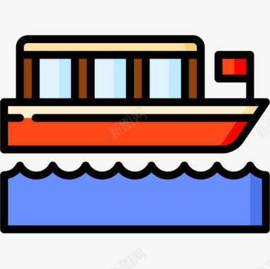 荷兰17号船线性颜色图标图标