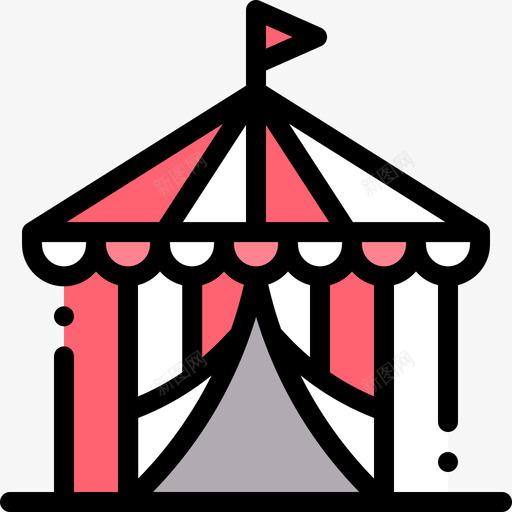 马戏团帐篷马戏团66线性颜色图标svg_新图网 https://ixintu.com 帐篷 线性 颜色 马戏团