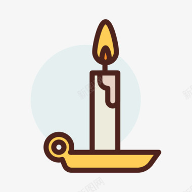 蜡烛基督教4线颜色图标图标