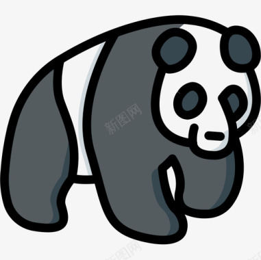 熊猫熊中国35线形颜色图标图标