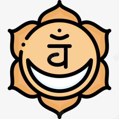 Svadhishthana瑜伽18线性颜色图标图标