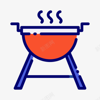 烧烤劳动节4线性颜色图标图标