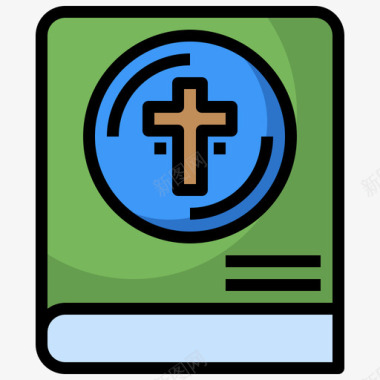 圣经基督教3线性颜色图标图标