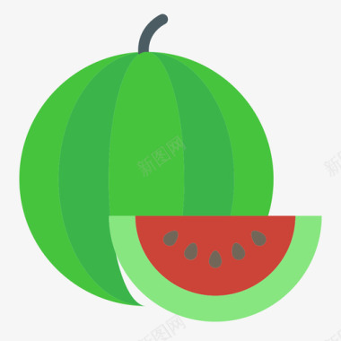 西瓜水果和蔬菜38扁平图标图标
