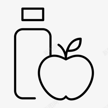 健康的生活方式苹果瓶子图标图标