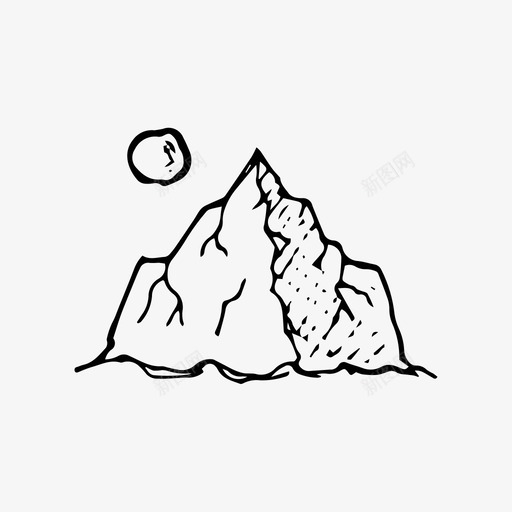 山手绘风景图标svg_新图网 https://ixintu.com 山 手绘 素描 自然 风景