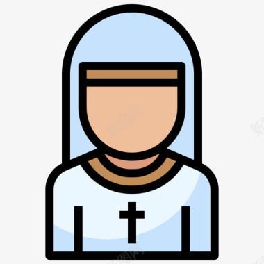 修女基督教3直系肤色图标图标
