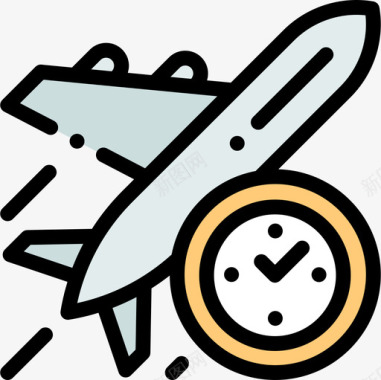 航班航空33线性颜色图标图标