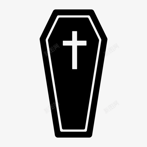 棺材盒子十字架图标svg_新图网 https://ixintu.com 万圣节 十字架 棺材 死亡 盒子