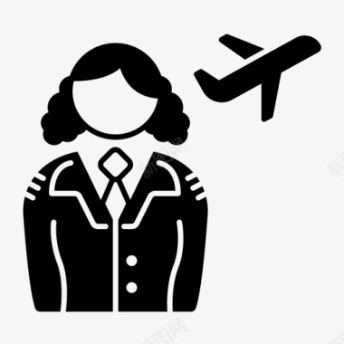 飞行员女性空勤人员图标图标