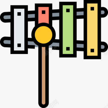 木琴玩具15线性颜色图标图标