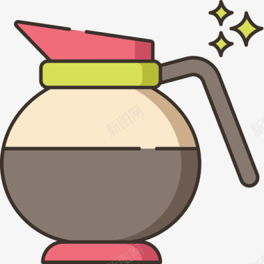 咖啡壶咖啡62线性颜色图标图标