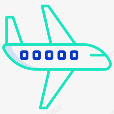 飞机旅行259线性彩色图标图标