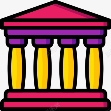 希腊神庙希腊神话23线性颜色图标图标