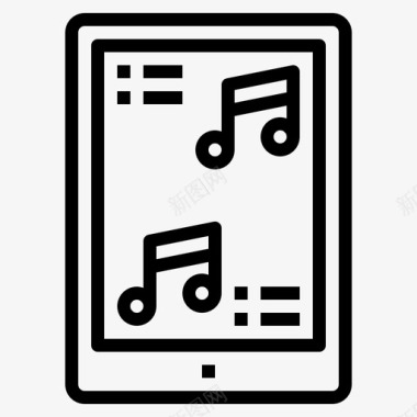 平板电脑音乐和声音9线性图标图标