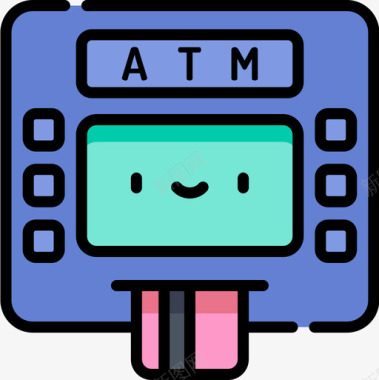 Atm机货币81线性颜色图标图标