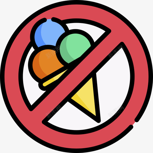 没有冰淇淋信号和禁令5线颜色图标svg_新图网 https://ixintu.com 信号 冰淇淋 没有 禁令 颜色