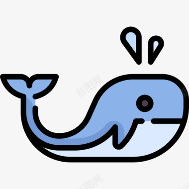 鲸鱼自然121线性颜色图标图标