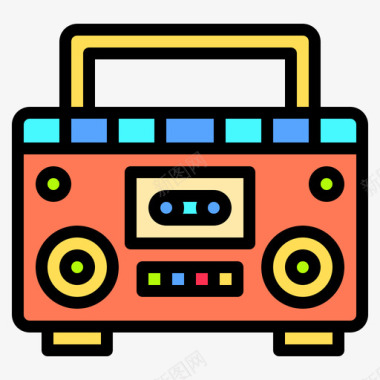 收音机音乐和声音11线性颜色图标图标