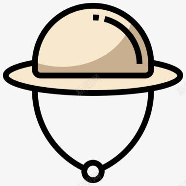 探险家帽背包客11线性颜色图标图标