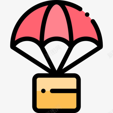 降落伞航空33线型颜色图标图标