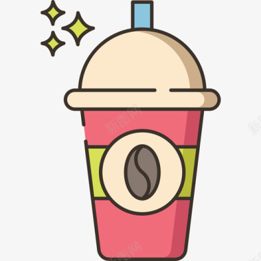 冰咖啡咖啡62线性颜色图标图标