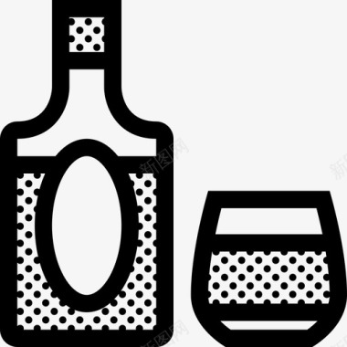 威士忌和玻璃杯酒精瓶子图标图标