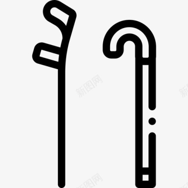 拐杖残疾人直系图标图标