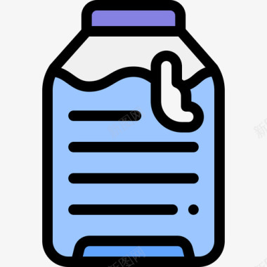 水瓶营养6线性颜色图标图标