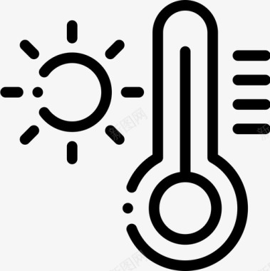 高温天气214线性图标图标