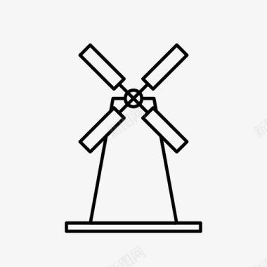 风车荷兰风力发电图标图标