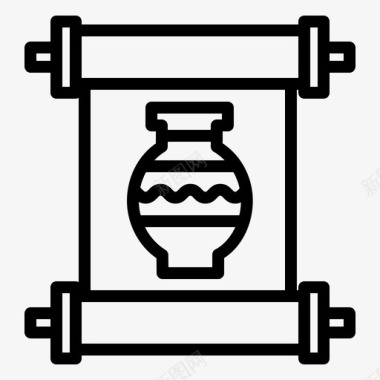 羊皮纸博物馆67线性图标图标