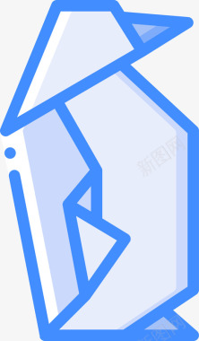 企鹅折纸蓝色图标图标