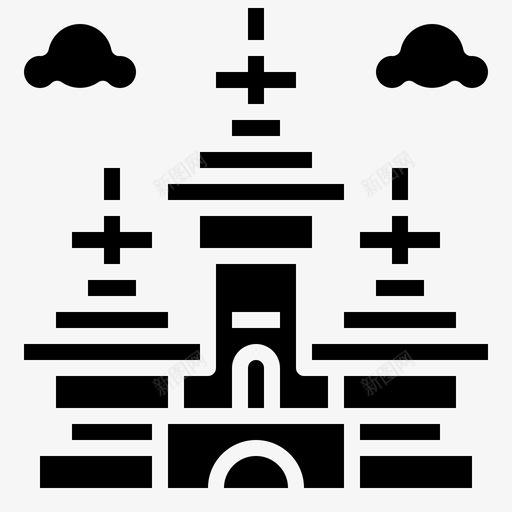 吴哥窟世界地标1填充图标svg_新图网 https://ixintu.com 世界 吴哥窟 地标 填充